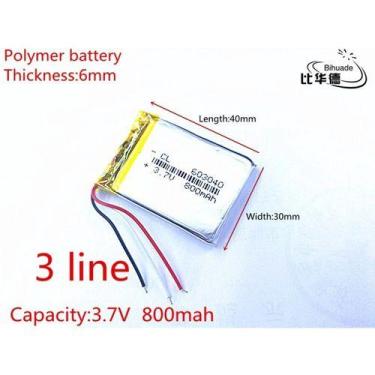Imagem de Pilha Bateria C/ 3,7v 800mah  6mm X 30mm X 40mm - KMIG