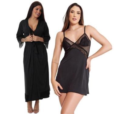 Imagem de Kit Robe Noiva Roupão Hobe Camisola Sensual Sexy Com Tule - ALTIE, Pre