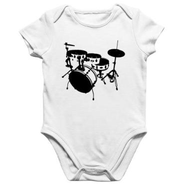Imagem de Body Bebê Algodão Bateria Música Baterista - Foca na Moda, Branco, P