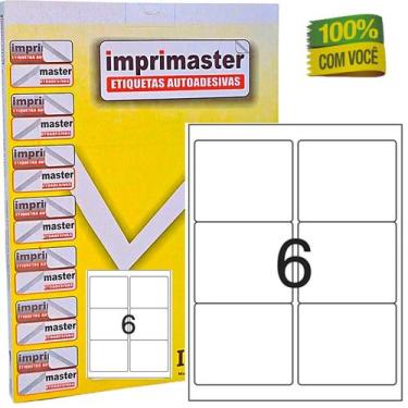 Imagem de Etiquetas Adesivas Imprimaster Carta 84,7mmx101,6mm - 6 etiquetas folh