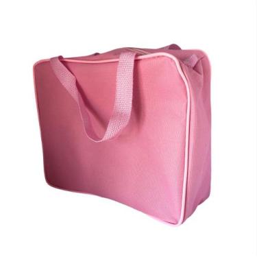 Imagem de Necessaire MALOTE inteira NAILON (tecido) ROSA   28x22 com alça - Gii 