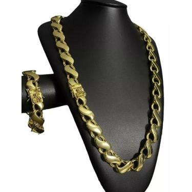 Imagem de Cordão friso s 16mm c fecho especial são jorge banhado ouro - ToJoia18