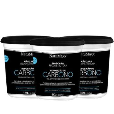Imagem de Kit 3 Máscara Capilar Reconstrutora Reposição Carbono NatuMaxx 1Kg