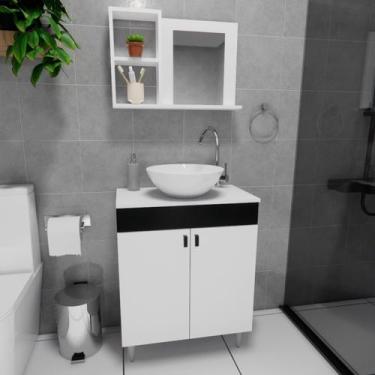 Imagem de Gabinete Armário para Banheiro Suspenso com Espelho e com Cuba 60cm - 