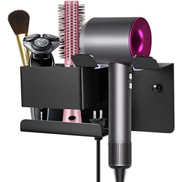 Imagem de BOJDOPIE Suporte de secador de cabelo montado na parede, organizador de secador de cabelo para banheiro, rack multifuncional de liga de alumínio para Dyson Supersônico, preto Morden