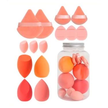 Imagem de Kit 14 Esponjas de Maquiagem Facial Macia Corretivo Base com Frasco - 