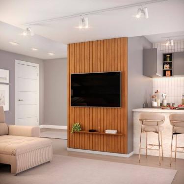 Imagem de Painel Ripado Trento 143,7x240 em Mdf Freijó