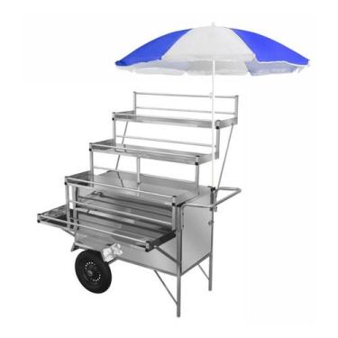 Imagem de Carrinho Expositor Inox com Guarda Sol e Rodas Pneumáticas Cefaz