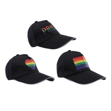 Imagem de Boné Temático na cor Preta com Bandeira Orgulho LGBT para Adulto 1un -