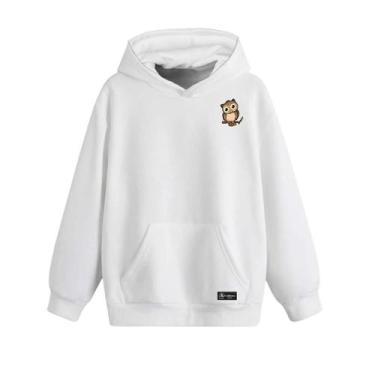 Imagem de Blusão Moletom Canguru Coruja Infantil Personalizado com Capuz e Bolso