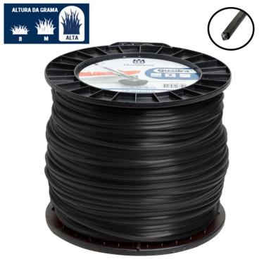 Imagem de Fio Nylon Roçadeira 3mm Quadrado Preto Rolo 219 Metros