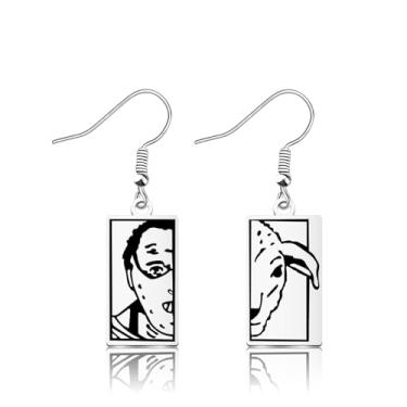 Imagem de OKEYCH Presente inspirado no filme Silence Lambs brincos de aníbal e cordeiro filme crime joias de terror cosplay merch, Metal, Liga metálica.