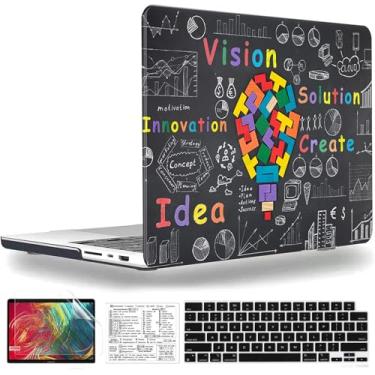 Imagem de QCzyc Capa de plástico compatível com MacBook Pro de 14 polegadas versão 2021-2024 M4 A3112 A3185 A3401 M3 A2992 A2918 M2 A2779 M1 A2442 capa de plástico e capa de teclado e adesivo de teclado Mac OS