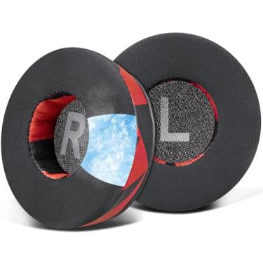 Imagem de SOULWIT Almofadas de substituição para Logitech H390 H600 H609 H760 Fones de ouvido sem fio, Almofadas de ouvido com espuma de isolamento de ruído, Espessura adicionada - GR Tempestade Vermelha
