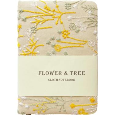 Imagem de ipoul Caderno minúsculo bordado para mulheres, mini diário de capa dura de pano, A6, 264 páginas, caderno e caderno de esboços forrados pequenos 10 x 15 cm, lindo diário, pequeno bloco de notas,