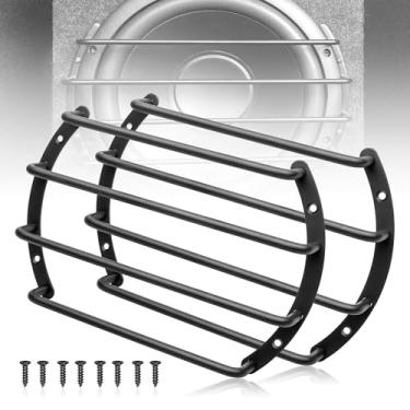 Imagem de NuIth Grade de subwoofer de metal de 20 cm, protetor de capa de alto-falante de áudio de 4 barras, capa de grade de barra de carro preta de 20 cm, capa de subgrade de 20 cm, 4 barras, 2 peças
