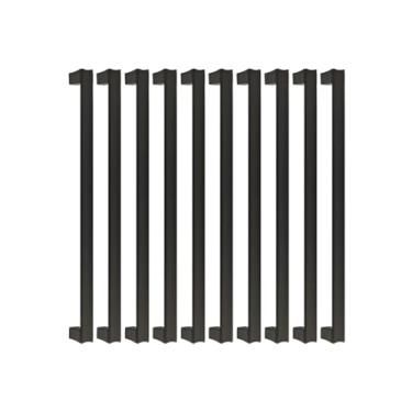 Imagem de Puxador Porta Guarda Roupa Armário Grande Slim Alça 384 mm Conjunto de 10 (Preto Fosco)