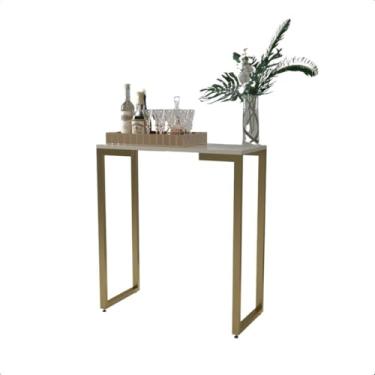 Imagem de Mesa Buffet Balcão Aparador Industrial Pé Dourado 68X30X90(Off-White)