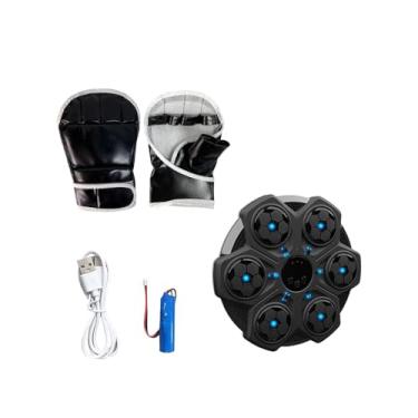 Imagem de menolana Máquina de boxe musical Alvo de boxe musical Saco de areia Suporte de parede Almofada de socos interativa para Taekwondo Sanda Esportes Fitness, Preto