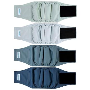 Imagem de Paw Legend Fraldas laváveis para cães machos, faixas de barriga para cães machos, fraldas reutilizáveis para filhotes e cachorros (pacote com 4, GG)