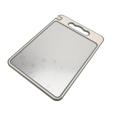Imagem de Tábua de Corte Dupla Face, Tábua de Corte de Aço Inoxidável para Cozinha, Tábua de Cortar de Silicone Antiderrapante para Carne, Frutas, Legumes, Pão