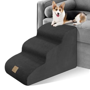 Imagem de MESTUEL Escada de Escadas de Cachorro para Sofá-Cama, Rampa de Degraus de Cachorro de 3 Camadas para Cães Pequenos e Velhos, Inclinação Suave e Fundo Antiderrapante e Capa Lavável À Máquina, Rolos de