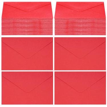 Imagem de jiebor 150 envelopes vermelhos pequenos mini vales-presente pequenos envelopes de cartão de visita 8 x 11 cm a granel para cartões de convite de dinheiro casamento