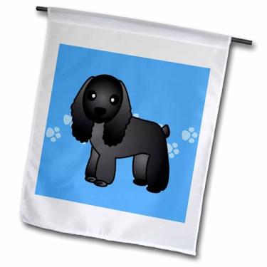 Imagem de 3dRose Fl_15343_1 Lindo Cocker Spaniel preto com estampa de patas azuis bandeira de jardim, 30 x 45 cm