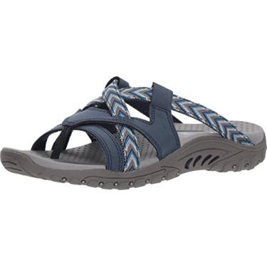Imagem de Skechers Sandália feminina Reggae à prova de som com várias tiras, Azul marino, 40