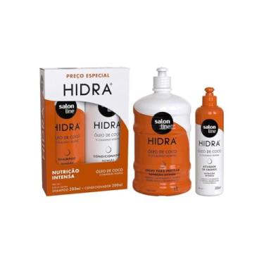 Imagem de Salon Line, Hidra Óleo de Coco, Kit com Shampoo e Condicionador + Ativador de Cachos e Creme de Pentear, Veganos - Para Cabelos Cacheados e Crespos, 300 ml e 1 L