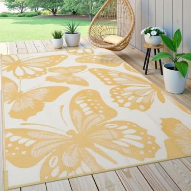 Imagem de Uphome Tapete externo impermeável 2,4 x 3 m, tapetes de palha de plástico para acampamento de trailer, tapete reversível externo, tapete grande para uso interno e externo para quintal, varanda,