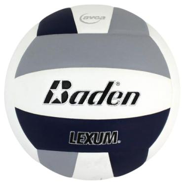 Imagem de Baden | Lexum | Microfibra Composto Premium de Voleibol Oficial para Jogos de Ensino Médio | Tamanho Oficial 13U a 18U + Peso | Aprovado pela AVCA | Azul-marinho/Cinza/Branco
