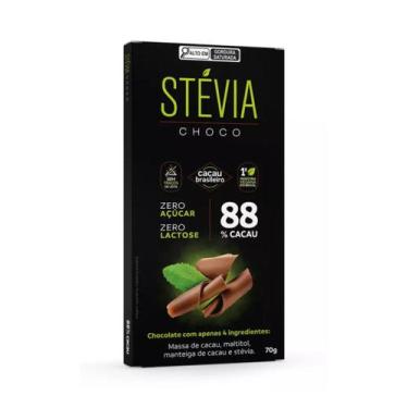 Imagem de CHOCOLATE AMARGO SAUDÁVEL VEGANO 88 CACAU STEVIACHOCO 70g