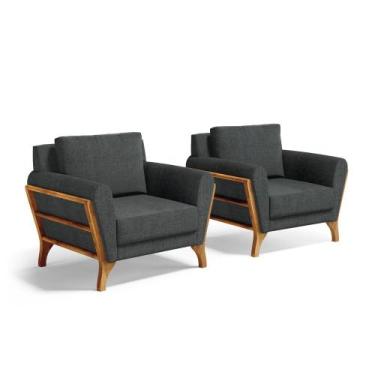 Imagem de Kit 2 Poltronas Sabrina De Madeira Maciça Com Almofada  - Mais Lar Dec