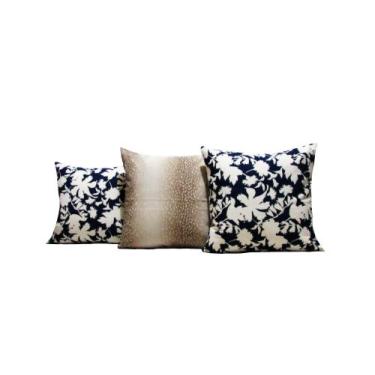 Imagem de Capas para Almofadas 60x60 Tecido Algodão Estampado Conjunto 3 Peças -