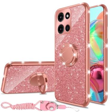 Imagem de nancheng Capa para celular Motorola Moto G 5G 2025 de 6,7 polegadas meninas mulheres linda capa transparente de silicone macio de luxo com anel suporte alça de cordão capa de proteção à prova de
