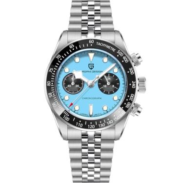 Imagem de LACZ DENTON Pagani Design 1718 Panda Dial Relógio masculino cronógrafo Japão VK64 Movimento Aço Stianless 100 m à prova d'água masculino moderno relógio casual, Azul