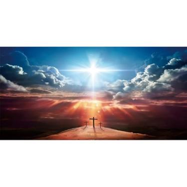 Imagem de DORCEV 6 x 3 m, cruz de Páscoa, Jesus Cristo, cenário fotográfico, nascer do sol, crucificação de luz sagrada, cruz na montanha, fundo fotográfico, sepulcro, oração, cristão, batismo, igreja, eventos,