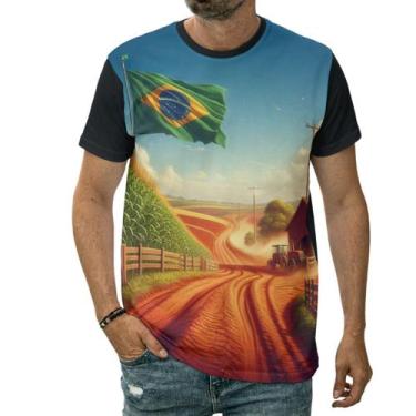 Imagem de Camiseta Roça Brasileira Vida Rural Estrada Terra Bandeira - Darkwood,