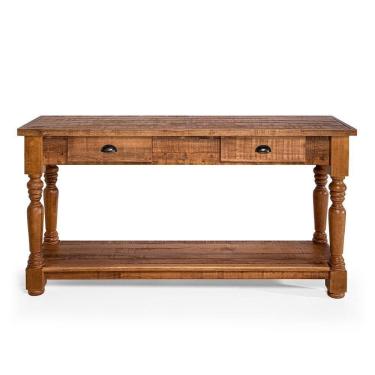 Imagem de Aparador Mesa Rústico Decorativo Em Madeira Maciça Bh 150cm Com Pés Torneados - Natural - Bege