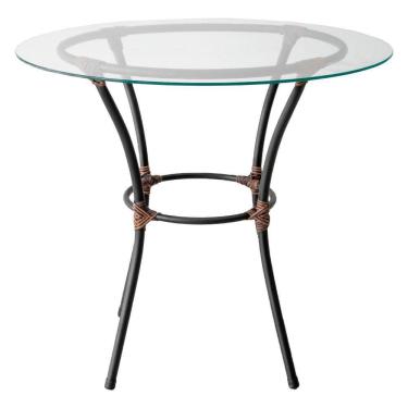 Imagem de Mesa Para área Externa Redonda Happy Hour De Aço E Fibra Sintética E Vidro 80 Cm Acesse