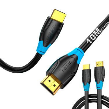 Imagem de Cabo Hdmi 4k Dez 10 Metros Pontas Gold Ultra Hd-r Dinamico