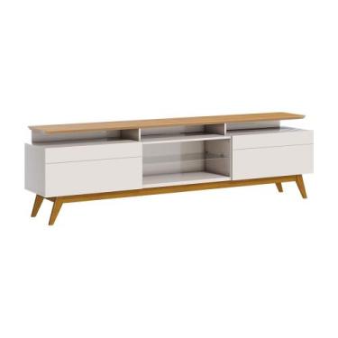 Imagem de Rack Bancada 2 Gavetas com Nicho 218cm Amy Off White/Nature G29 - Gran