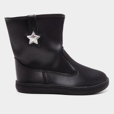 Imagem de Bota Infantil Cano Médio Molekinha Menina, Preto, 21