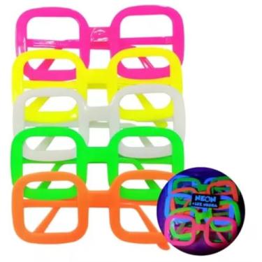 Imagem de Kit com 30 Unidades, Óculos Neon para Festa, Brilha na Luz Negra, Cores Sortidas