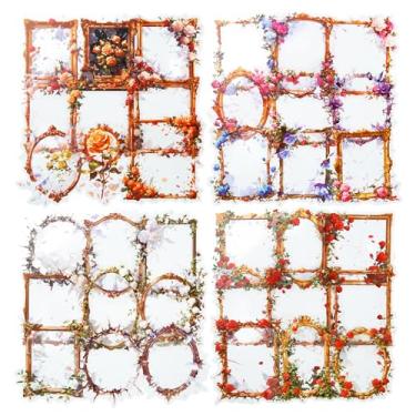 Imagem de AuriicLeaf Conjunto de adesivos de moldura de espelho quebrado, 40 peças de scrapbook de PET rosa gótica para diário, artesanato DIY e planejadores