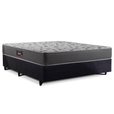 Imagem de Cama Box Casal Herval Black com Espuma Alto Suporte, 64x138x188 cm