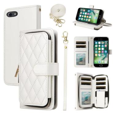 Imagem de Furiet Argyle Capa carteira para iPhone 7/8/SE 2020/2022 com alça de pulso alça de ombro slot para cartão capa de telefone para iPhone7 iPhone8 7s 8s i SE2020 SE2022 2/2nd/3/3ª geração SE2 SE3 7SE 8SE