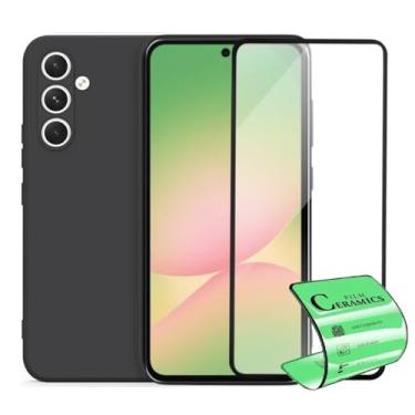 Imagem de Kit Proteção para Samsung Galaxy A56, Capa Aveludada Premium com Proteção para Câmera + Película de Proteção Cerâmica 9D, Preto