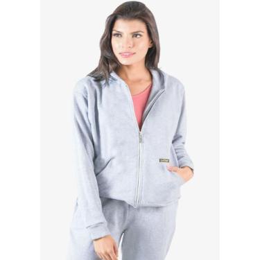 Imagem de Jaqueta Moletom Flanelada Feminina com Bolso e Capuz Inverno - Catwalk